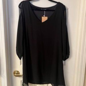 Shy Velvet Women's Casual 3/4 Sleeve V Neck Shift Dress Chiffon Short Dress